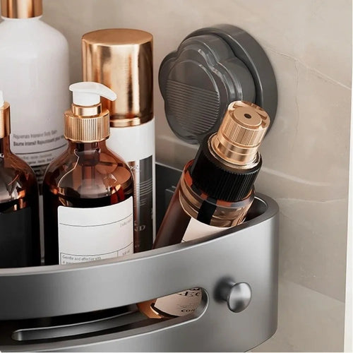 Estante de Baño con Ventosa, Gran Capacidad de Carga, Sin Perforaciones, Estante de Esquina para Pared, Estante de Almacenamiento Triangular para Baño