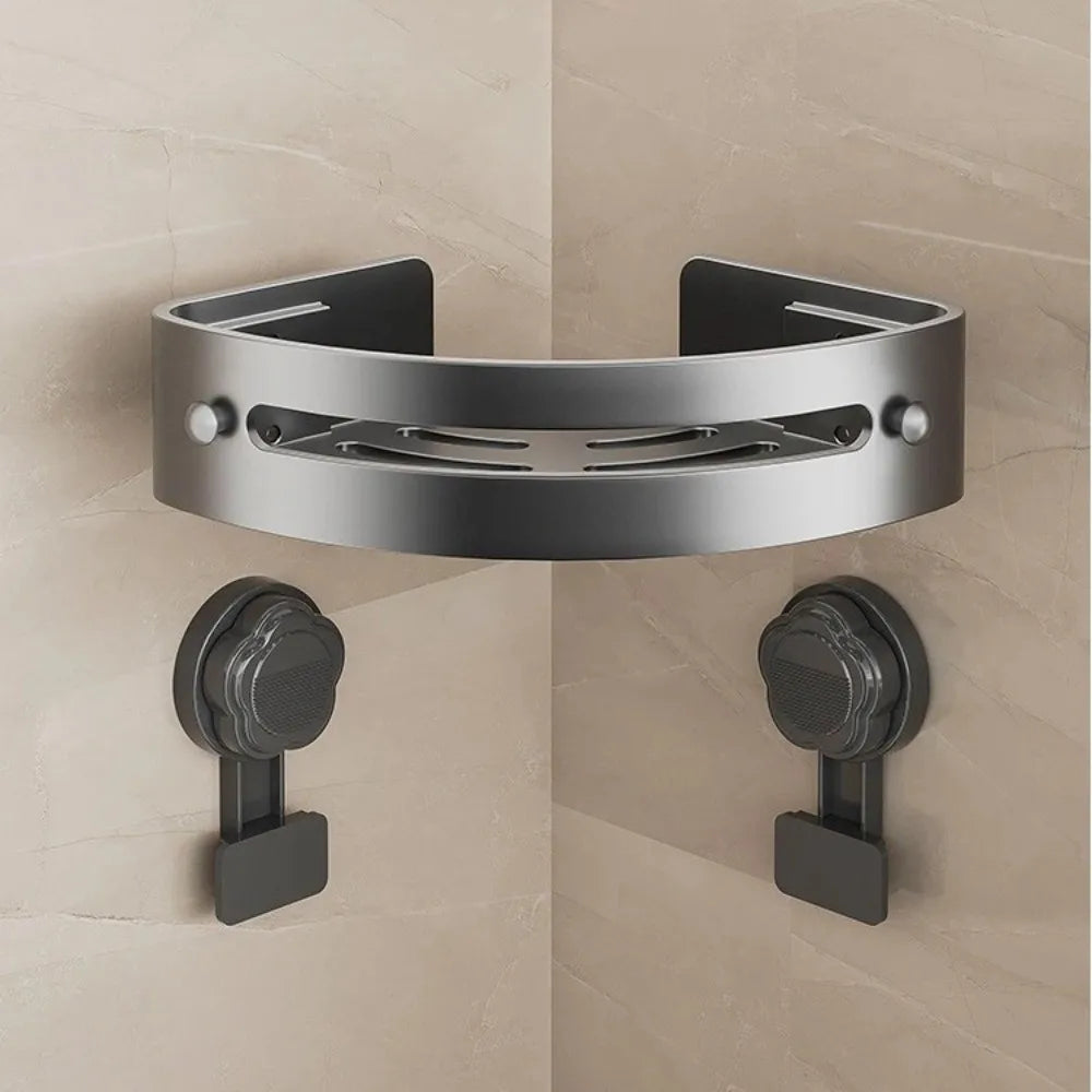 Estante de Baño con Ventosa, Gran Capacidad de Carga, Sin Perforaciones, Estante de Esquina para Pared, Estante de Almacenamiento Triangular para Baño