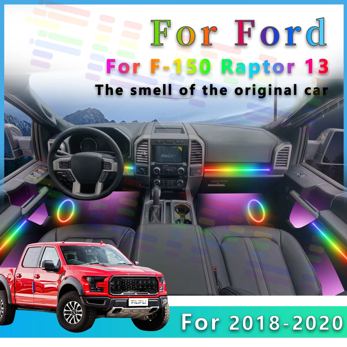 Para Ford F-150 2018-2020 años hacen que la escuela diaria corre más diversión para niños con tiras de luz LED ocultas para interiores de automóviles equipados