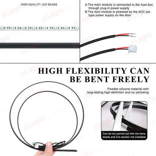 Luces Led ambientales para coche 18 en 1, 213, 64 colores, RGB, sinfónico, Bluetooth, arcoíris, tiras acrílicas interiores, Kit de lámpara de ambiente